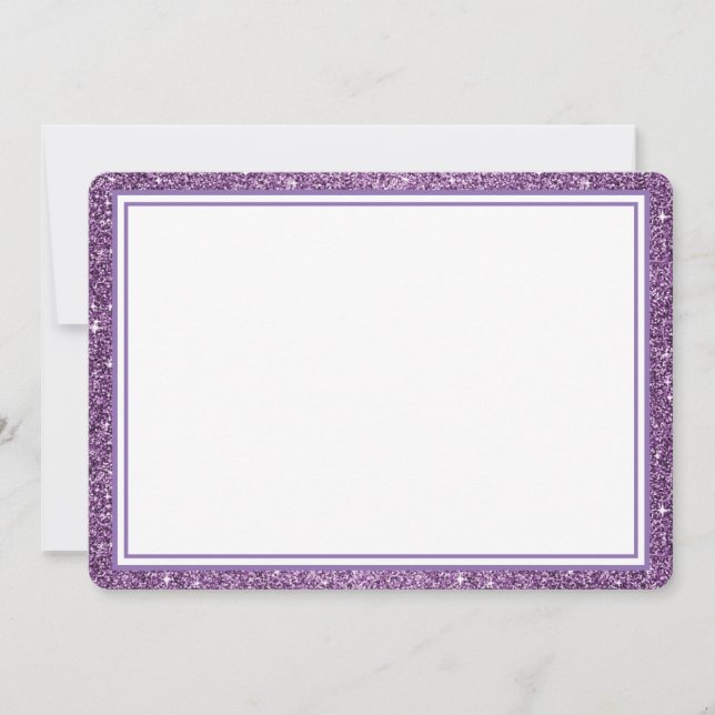 Flat Note Card-Purple Glitter Border (Front)