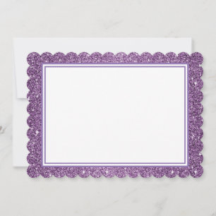 Flat Note Card-Purple Glitter Border