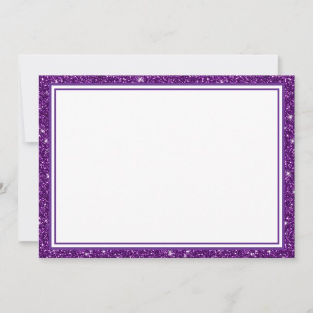 Flat Note Card-Purple Glitter Border Card (Front)