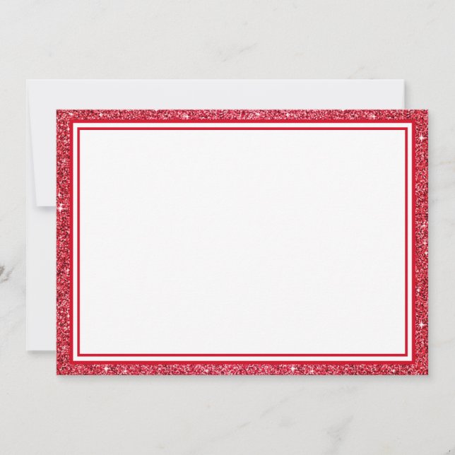 Flat Note Card-Red Glitter Border (Front)