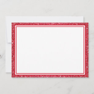 Flat Note Card-Red Glitter Border