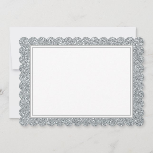 Flat Note Card-Silver Glitter Border (Front)