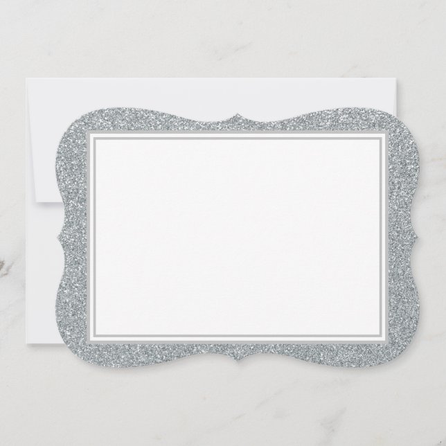 Flat Note Card-Silver Glitter Border (Front)