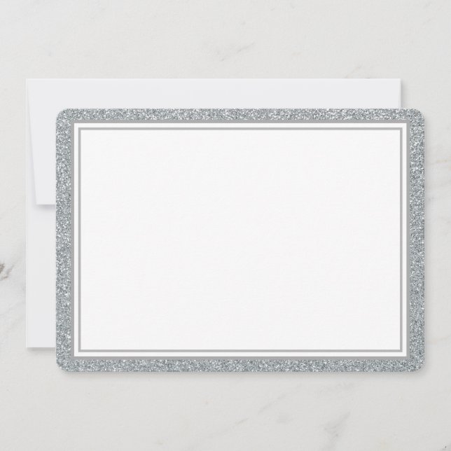 Flat Note Card-Silver Glitter Border (Front)