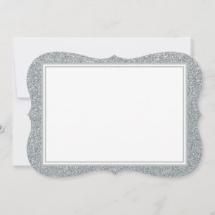 Flat Note Card-Silver Glitter Border Card