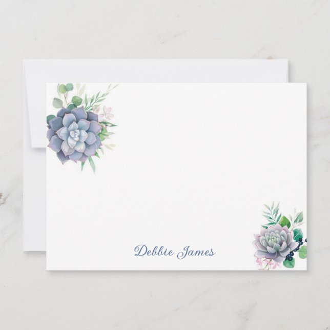 Flat Note Card-Succulents (Front)