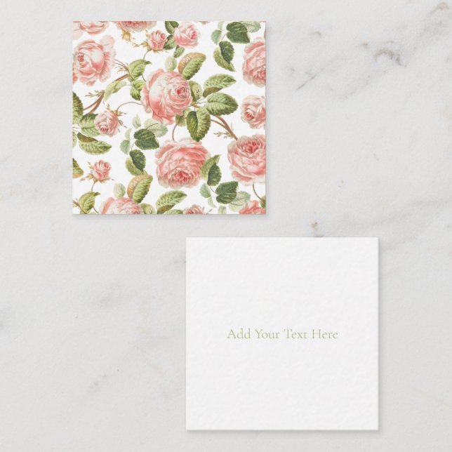 FLAT NOTE CARD : VINTAGE ROSES (Front/Back)
