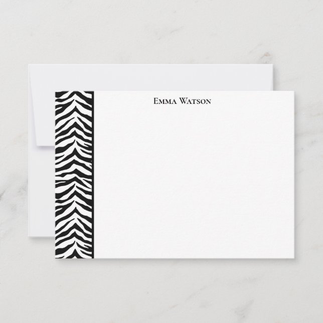 Flat Note Card-Zebra Print Card (Front)