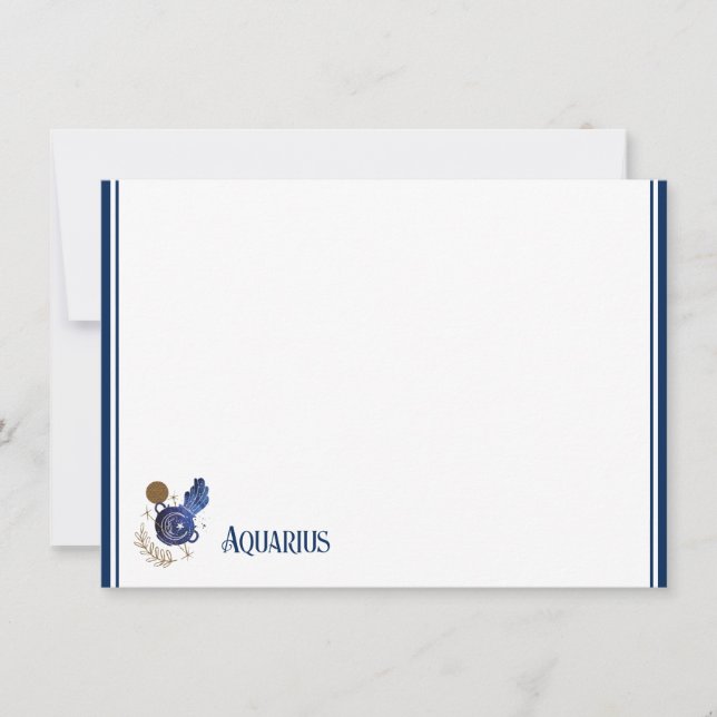 Flat Note Card-Zodiac Aquarius (Front)