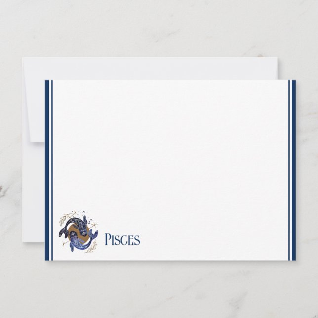 Flat Note Card-Zodiac Pisces Card (Front)