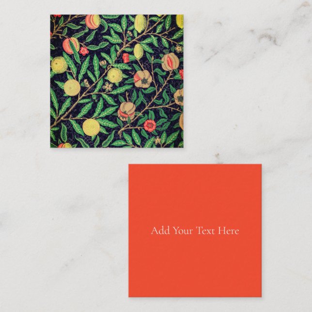 FLAT NOTECARD : WILLIAM MORRIS ; POMEGRANATES (Front/Back)