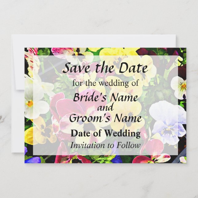 Flat of Pansies Mixed Colors Save the Date (Front)