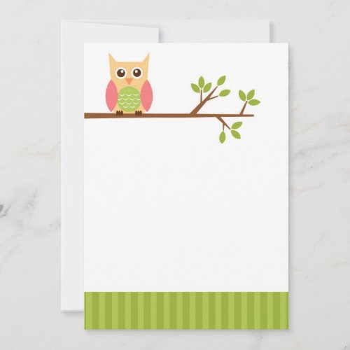 Flat owl note card - cute stationery personalized invitation