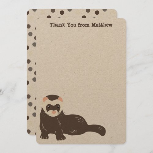 Flat Panel Brown Ferret Thank You Cards