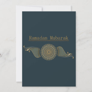 Flat Ramadan Mubarak Card Forest Green & Gold