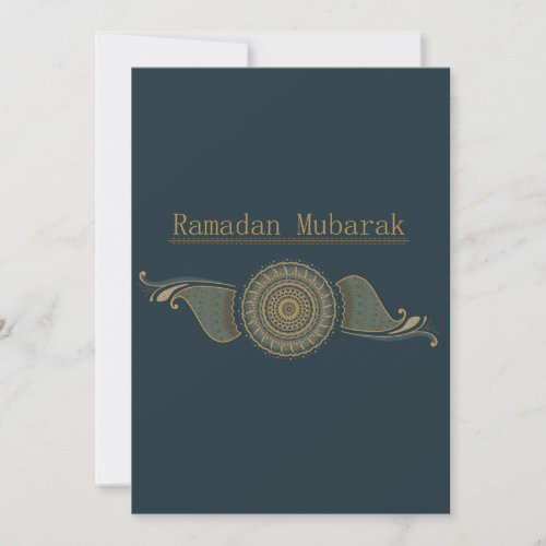 Flat Ramadan Mubarak Card Forest Green  Gold