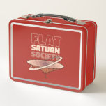 Flat Saturn Society - Science Design Metal Lunch Box<br><div class="desc">Flat Saturn Society features an illustration of the planet Saturn, flat, and the text - Flat saturn society. Perfect gift for kids, man and woman that loves science and funny flat earth, saturn, space, flat mars society, flat earth society, solar system, nasa, earth, jupiter, mars, mercury, moon, pluto, stars, uranus,...</div>