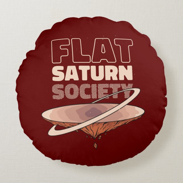 Flat Saturn Society - Science Design Round Pillow (Front)
