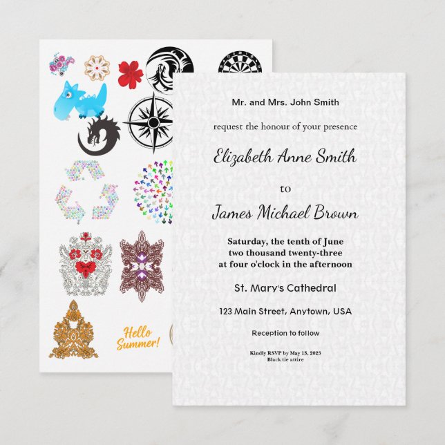 Flat Save Date Cards Minimal Elegant Invite (Front/Back)