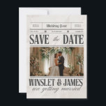 Flat Save The Date Card<br><div class="desc">Celebrate your love story in a timeless and elegant way with this Personalized Wedding Newspaper Poster. Designed in a classic newspaper-style layout, this unique wedding keepsake is the perfect way to say “Thank You” to family and friends after your special day. This customizable design allows you to add: Couple names...</div>