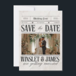 Flat Save The Date Card<br><div class="desc">Celebrate your love story in a timeless and elegant way with this Personalized Wedding Newspaper Poster. Designed in a classic newspaper-style layout, this unique wedding keepsake is the perfect way to say “Thank You” to family and friends after your special day. This customizable design allows you to add: Couple names...</div>