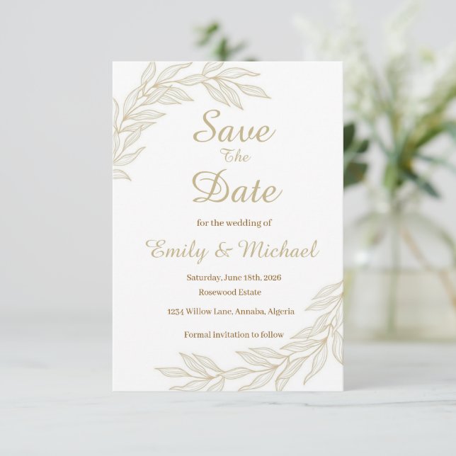 Flat Save The Date Card (Standing Front)