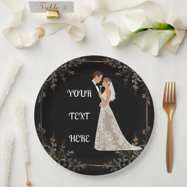 Flat Save The Date Card Paper Plates (Wedding)