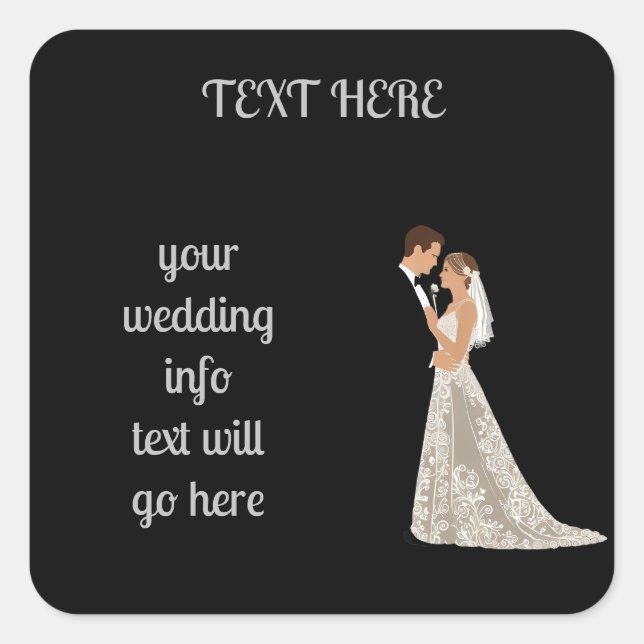 Flat Save The Date Card Square Sticker (Front)