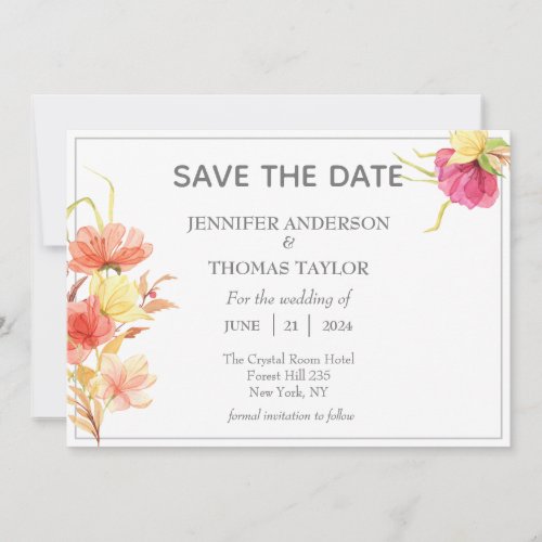 Flat Save The Date Card Summer Garden