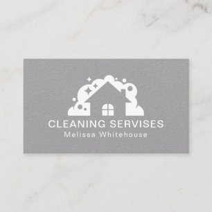 Flat Sleek Modern Cleaning Services Business Card