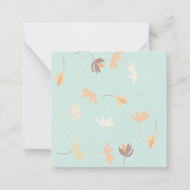 Flat small card, with floral design. note card (Front)
