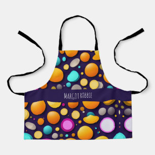 Flat Smile Circles Orange Blue Retro Pattern Apron