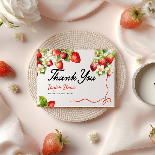 Flat Strawberry Thank You Card  (Creator Uploaded)
