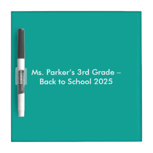 Flat Teal Background – Back-to-School Texture Dry Erase Board