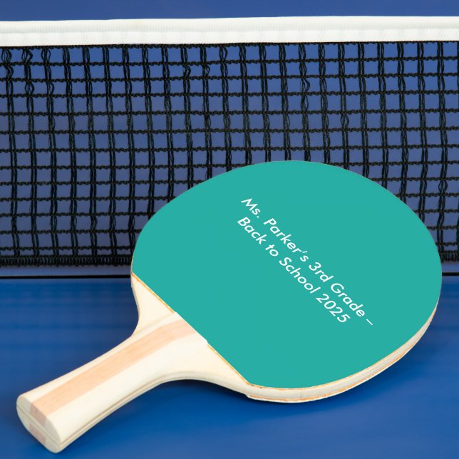 Flat Teal Background – Back-to-School Texture Ping Pong Paddle (Insitu)