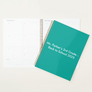 Flat Teal Background – Back-to-School Texture Planner