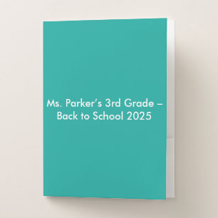 Flat Teal Background – Back-to-School Texture Pocket Folder