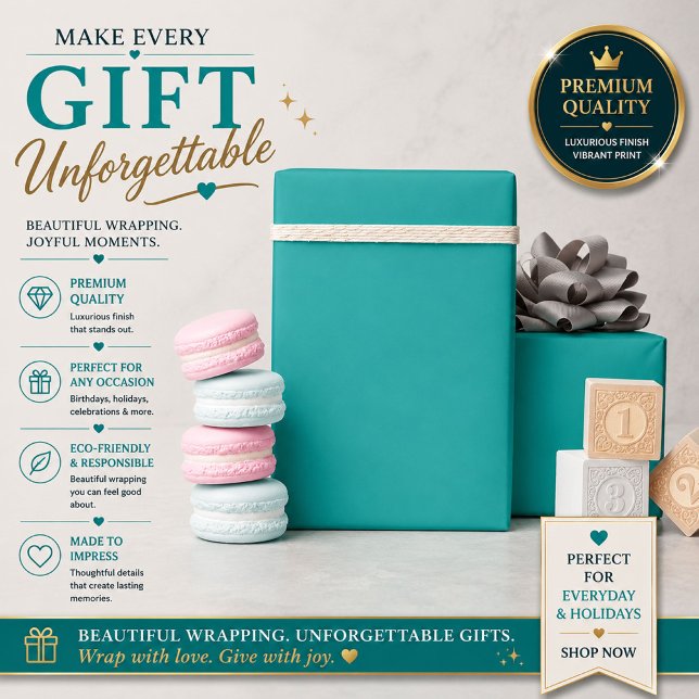 Flat Teal Background – Back-to-School Texture Wrapping Paper (Creator Uploaded)
