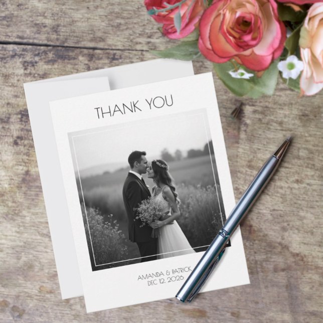Flat Thank You Card (Simple Wedding Photo Thank You Card)