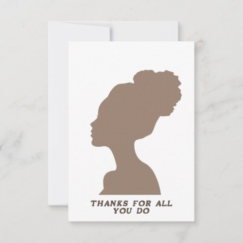 Flat Thank You Card Blank on one side _ Woman 