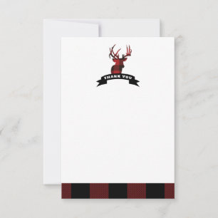 Flat Thank You Card Deer Buffalo Plaid