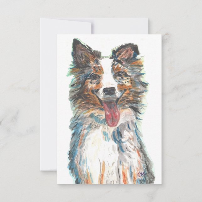 Flat Thank You Card- Dog- Australian Shepherd Card (Front)