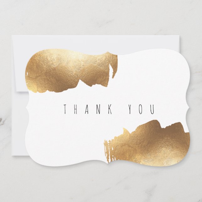 FLAT THANK YOU CARD | Gold Brush Minimalist (Front)
