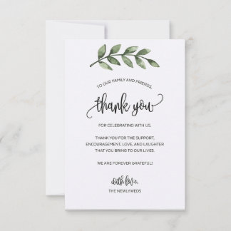 Flat Thank You Card With Leafy Work