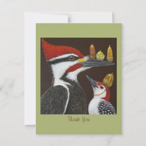 Flat Thank you card with woodpeckers