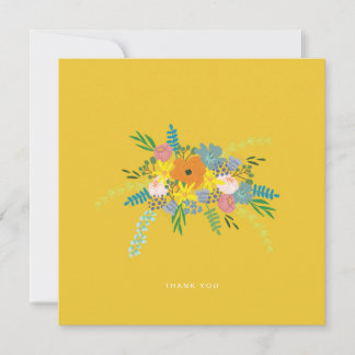 Flat Thank You Card -Yellow Botanical