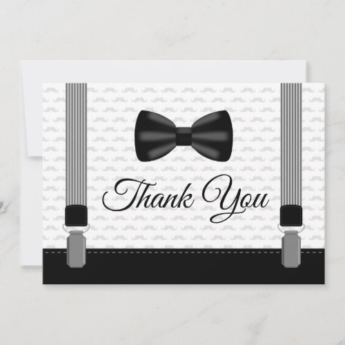 Flat Thank You Cards Bow tie Little man Themed