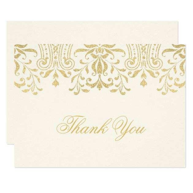 Flat Thank You Note Card | Gold Vintage Glamour