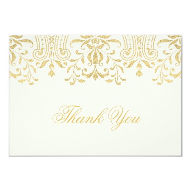 Flat Thank You Note Card | Gold Vintage Glamour