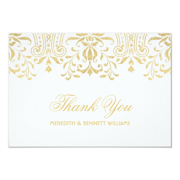 Flat Thank You Note Card | Gold Vintage Glamour